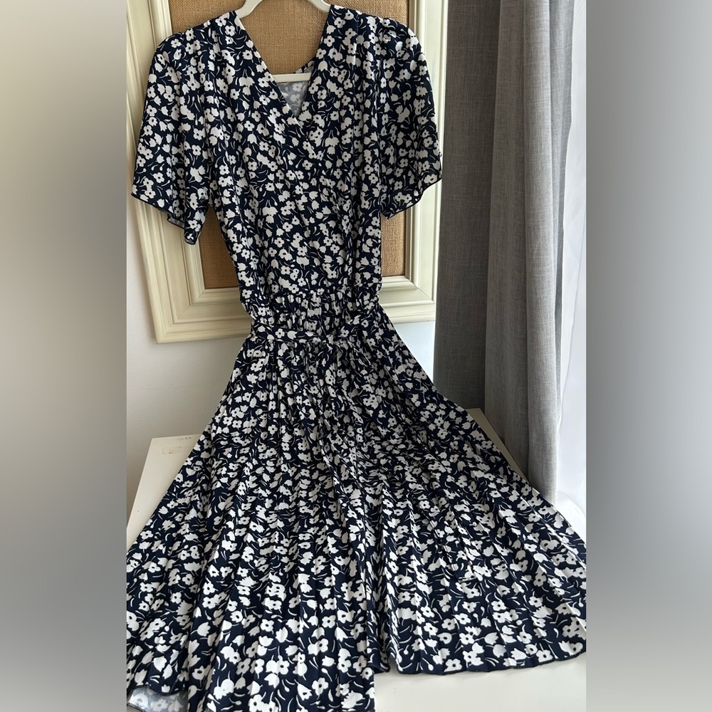 Floral Black and White Dress